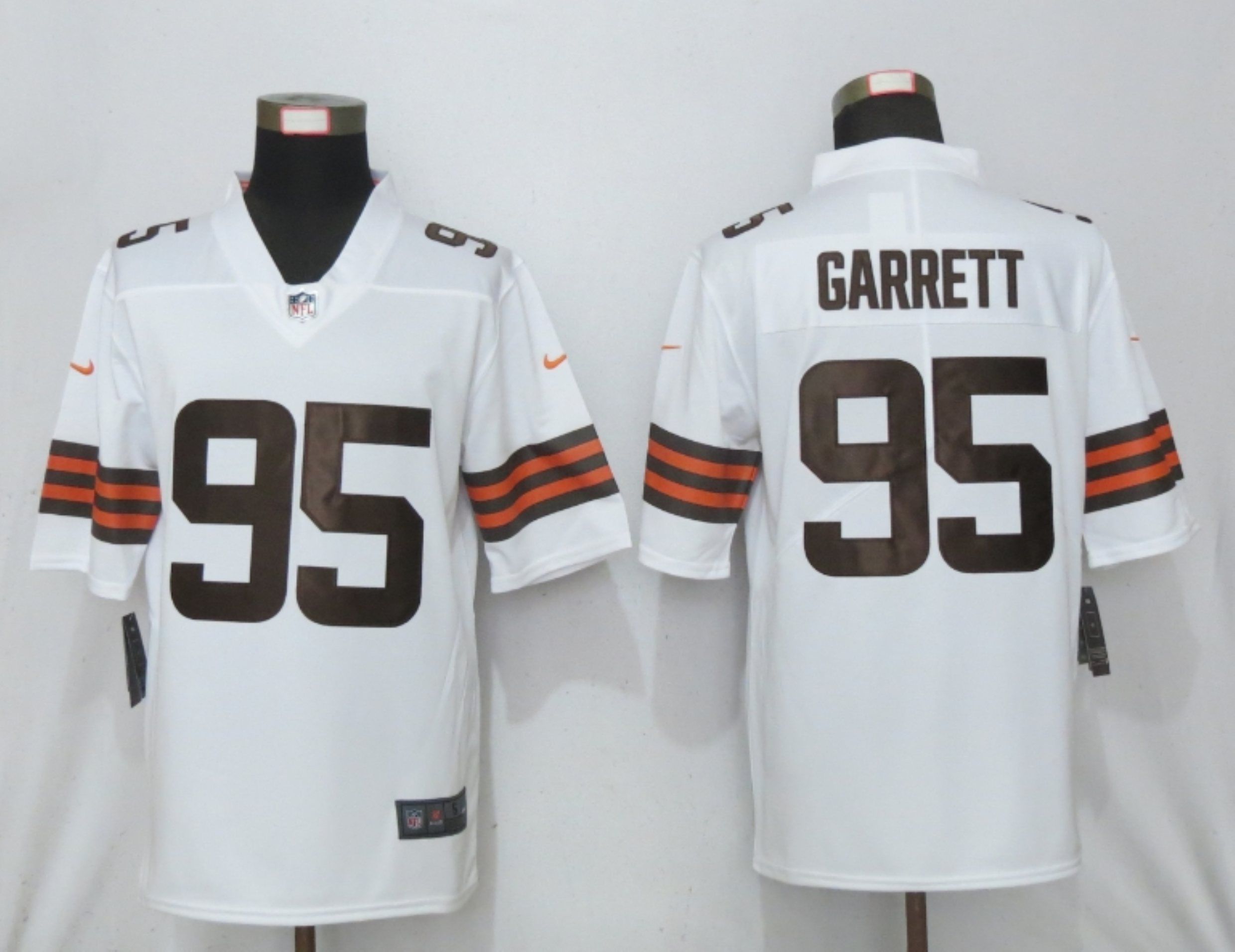 Men Cleveland Browns #95 Garrett White Vapor Limited Player Nike NFL Jersey
